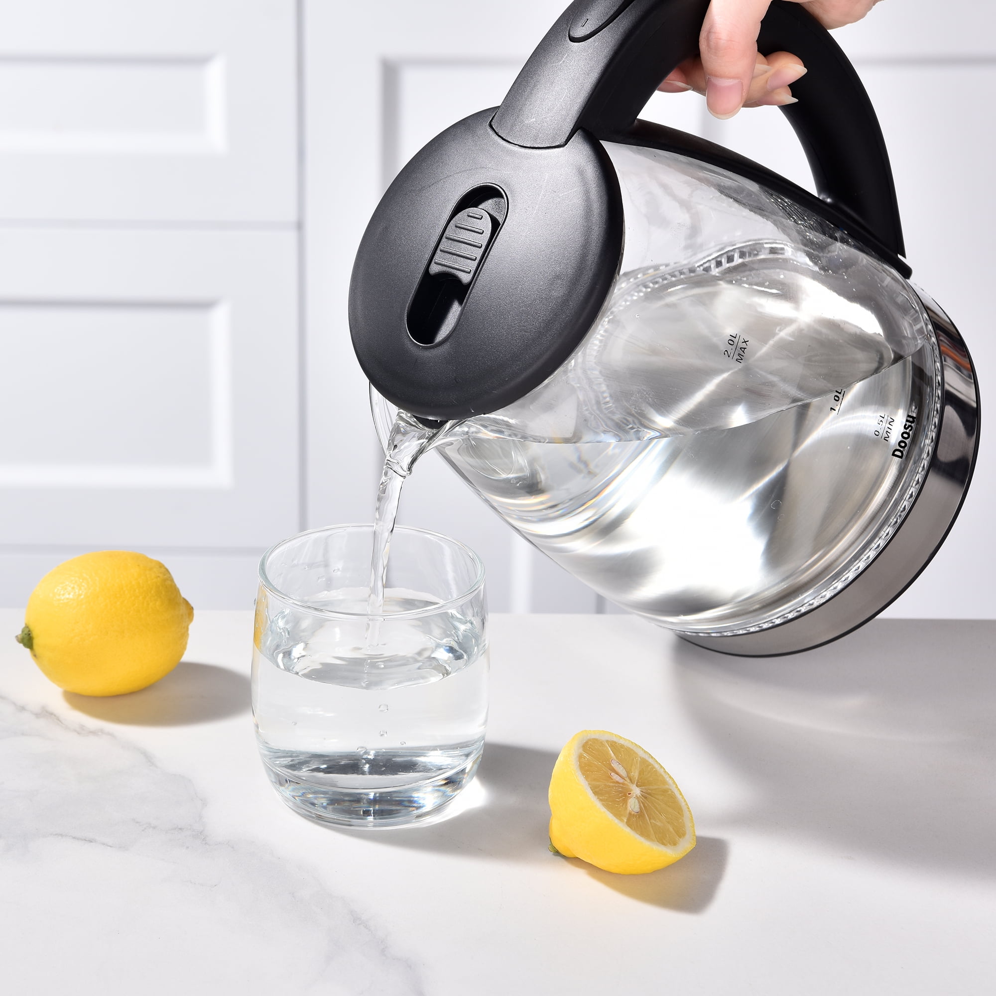 Doosu Glass Electric Kettle - 2.0L Capacity, Fast Heating, Auto Shut-Off, Easy to Clean