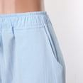 thumbnail image 5 of TOWED22 Cotton Linen Pants Women Summer Harem Baggy Wide Leg Floral Print Drawstring Cropped Pants with Pockets(Sky Blue,S), 5 of 7