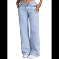 thumbnail image 2 of Jeans Rectos para Mujer, Cintura Alta, Pierna , Holgados, Elásticos, Estilo Boyfriend, Holgados Azul Lavado L, 2 of 9
