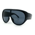 thumbnail image 4 of Goggle Style Oversized Shield XL Oversized Racer Plastic Sunglasses All Black, 4 of 8