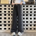 thumbnail image 5 of JLMSPLWG Girls Wide Leg Jeans with Pink Bows Kids Preppy High Waist Pants Tween Girls Vintage Cute Loose Trendy Jean Teen Girls Gradient Color Baggy Denim Jean with Pockets Girl Clothes, 5 of 6