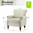 thumbnail image 4 of Traditional Armchair Turned Legs Accent Chair Nailhead Trim Home Living Room Bedroom Oatmeal, 4 of 8