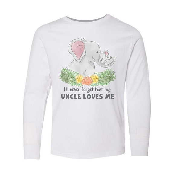 Inktastic I'll Never Forget That My Uncle Loves Me Cute Elephants Long Sleeve Youth T-Shirt