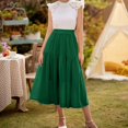 thumbnail image 2 of Belle Poque Women Vintage Tiered Swing Skirt Elastic Waist Mid-calf Flared A-Line Skirt Midi Skirt, 2 of 8