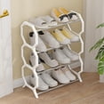thumbnail image 4 of Shoe Rack,4-Tier Shoe Storage Organizer for Entryway and Closet,Holds 9-12 Pairs of Shoes,3 Fabric Shelves,Steel Frame,Industrial,Rustic White, 4 of 6