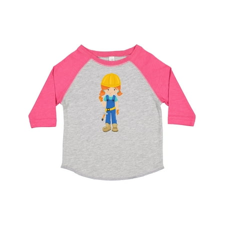 

Inktastic Construction Girl Orange Hair Cute Girl Hammer Gift Toddler Toddler Girl T-Shirt