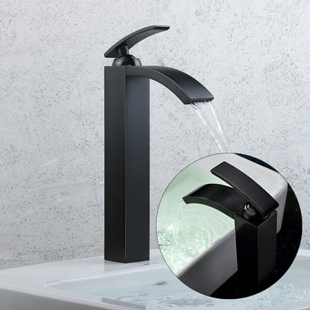 12'' Oil Rubbed Bronze Waterfall Bathroom Sink Faucet Vessel One Hole/Handle Tap - Walmart.com