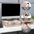 thumbnail image 4 of Mind Reader Mesh Monitor Stand with Storage Drawer, Ventilated Laptop Riser and Desktop Organizer, Office, Metal Mesh, Pink, 4 of 7