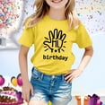 thumbnail image 2 of MEZZALL T-Shirt à Manches Courtes pour Fille d'Anniversaire, Col Rond, Coupe Décontractée, Basique, Jaune, 8-9 Ans, 2 of 4
