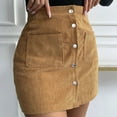 thumbnail image 4 of Women Short Skirt Solid Color High Waist Zipper Autumn Winter Skirt Corduroy Slim Single Slim Fit Solid Color Skirt Vacation Holiday Female Dailywear, 4 of 6