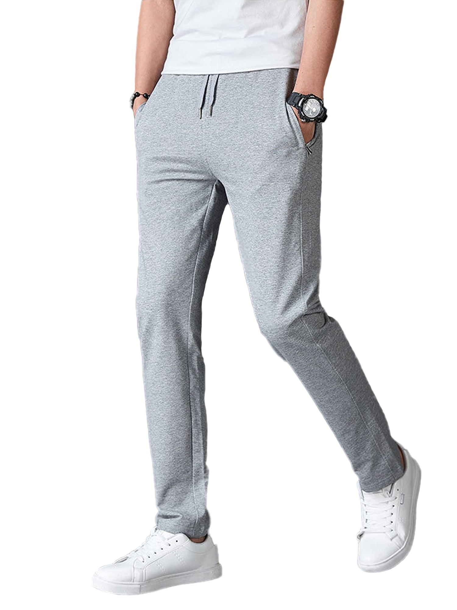 Details about   Mens Sweat Pants Lightweight Sport Sweat Trousers Training Casual Zip Pockets 