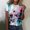 Sky Blue, variant on Women T Shirts Fun Dragonfly Print Classic Short Sleeve Tees Tops Vintage Floral Trendy Casual Round Neck Blouses