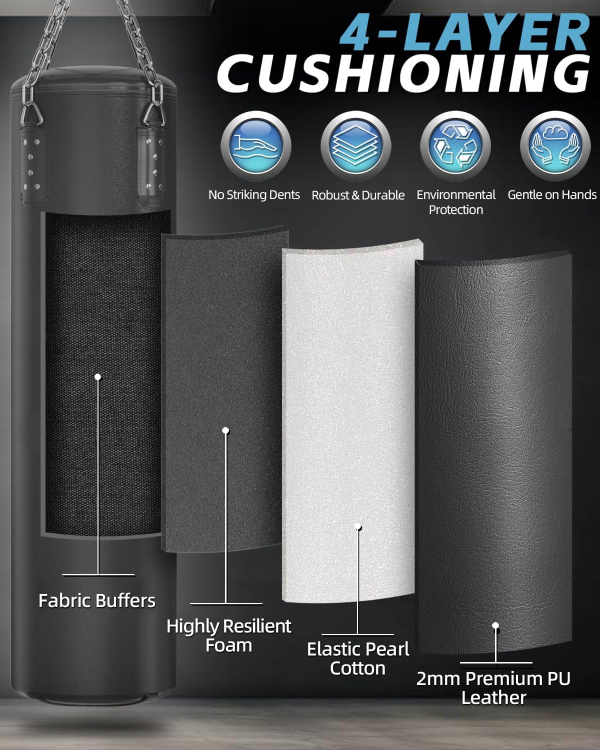 Punching Bag For Adults  4ft Pu Heavy Boxing Set 12oz Gloves Mma Muay Thai Kickboxing Home Gym Martial Art (unfilled)