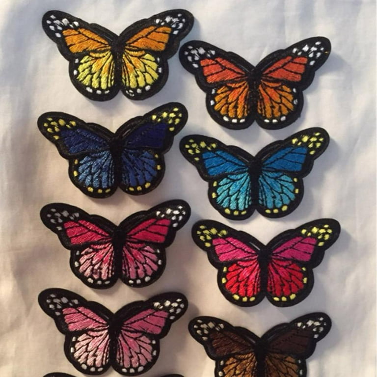 Butterfly iron-on patches, 7.5 cm, jeans patches rainbow butterfly, iron-on  patch
