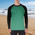 thumbnail image 2 of Stamzod Rash Guard for Men Fashion Patchwork Crewneck Long Sleeve T Shirt Outdoor Casual Sun Shirts for Men Army Green E L, 2 of 5