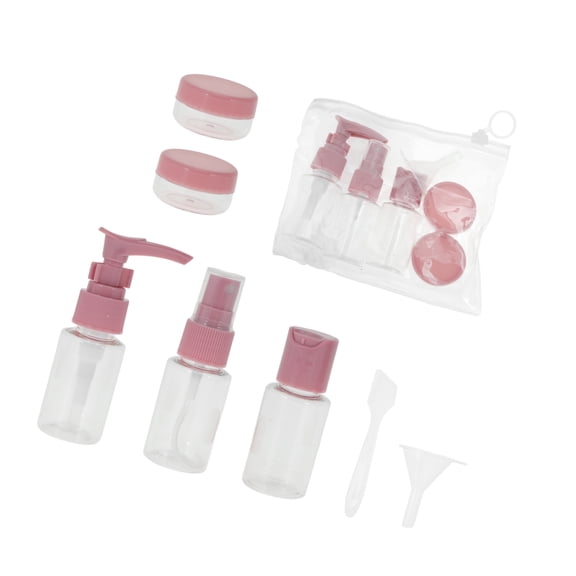 Vocoste Travel Toiletries Bottles Squeezable Refillable Pink 7 Pcs