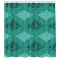 thumbnail image 3 of Abstract Shower Curtain, Lace Pattern Inspired Image with Wheat Shaped Elements Art Print, Fabric Bathroom Set with Hooks, 69W X 75L Inches Long, Dark Seafoam and Multicolor, by Ambesonne, 3 of 3