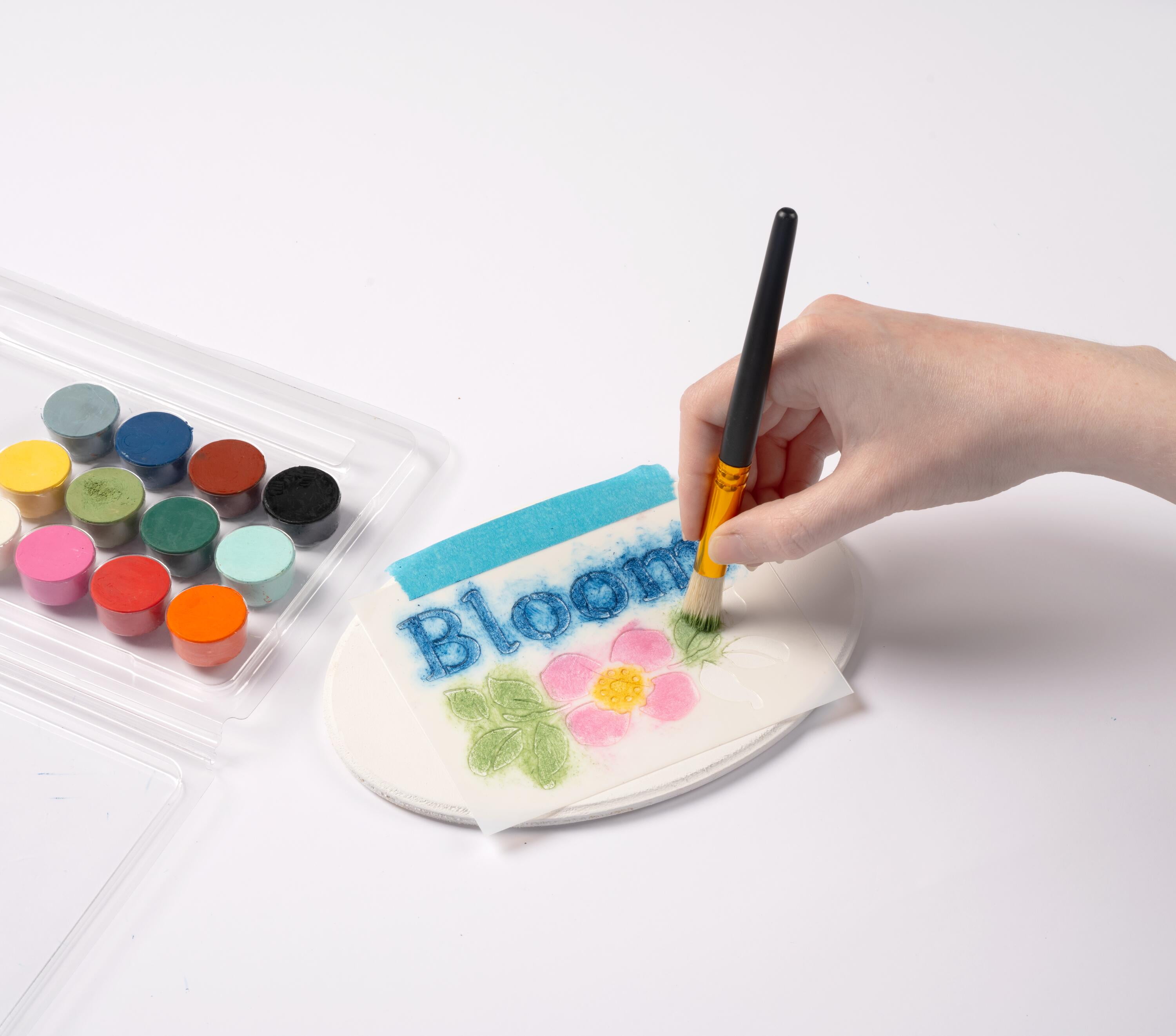 Craft Smart Stencil Crème Set - Includes 12 Assorted Colors & 1 Brush per Set, 1/6 fl oz Paints - Ideal for Shading, Blending & Stencil Art, 6 Pack