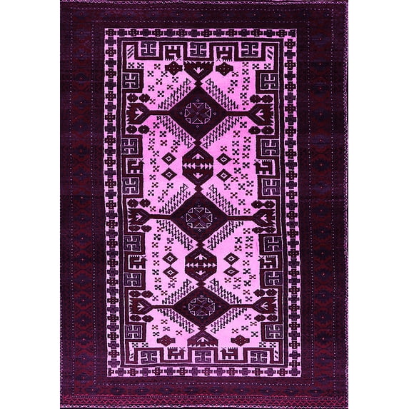 Ahgly Company Indoor Rectangle Oriental Pink Industrial Area Rugs, 8' x 12'
