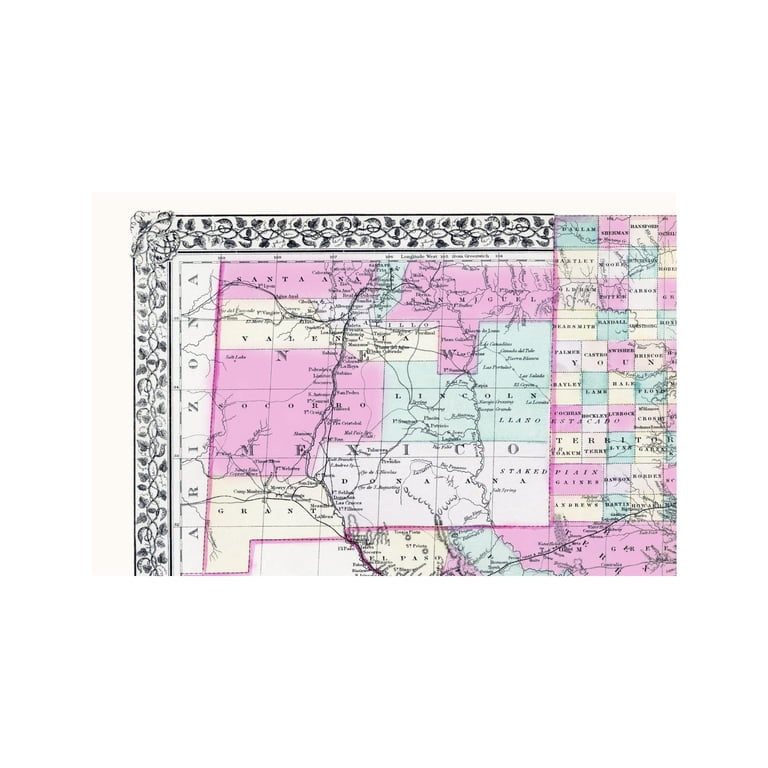 HISTORIX Vintage 1867 New Mexico Territory Map – 24x36 Inch Wall Art Print, Ready To Frame
