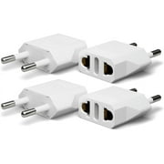 European Plug Adapter Power Converter, Travel from USA US to EU Europe, European Travel Plug Adapter, International Outlet Adaptor, America to Euro Outlets, Type C 4-Pack Sherry White