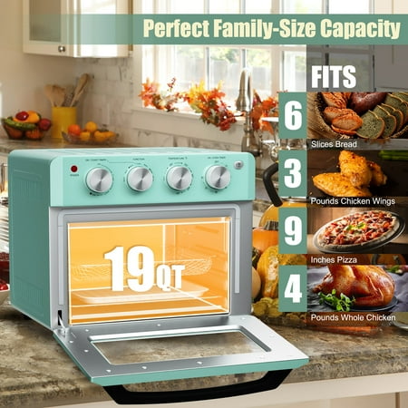 Costway - Air Fryer Toaster Oven 19 QT Dehydrate Convection Ovens w/ 5 Accessories - Mint green