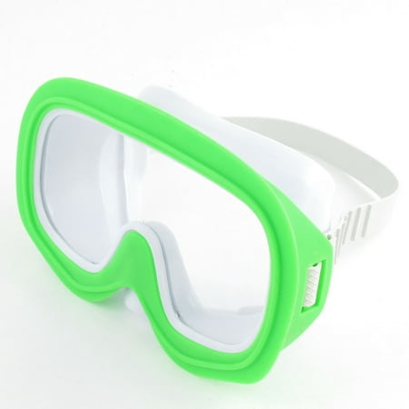 Child Kids White Green Stretchy Belt Swimming Dive Mask Snorkel