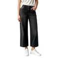 thumbnail image 2 of TEAJOPSUU Women's Denim Jeans High Waisted Straight Ankle Wide Leg Ankle Length Jeans Casual Loose Fit Solid Trousers for All Seasons Black, 2 of 5