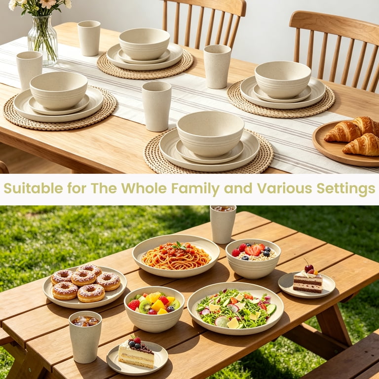 GPED 20-Piece Wheat Straw Dinnerware Set for 4, Beige photo 5