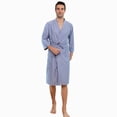 thumbnail image 6 of NOLDARES Mens Lightweight Robe Cotton Blend Kimono Bathrobe with Pockets, Soft Breathable Absorbent Loungewear for Home(Blue,XL), 6 of 6