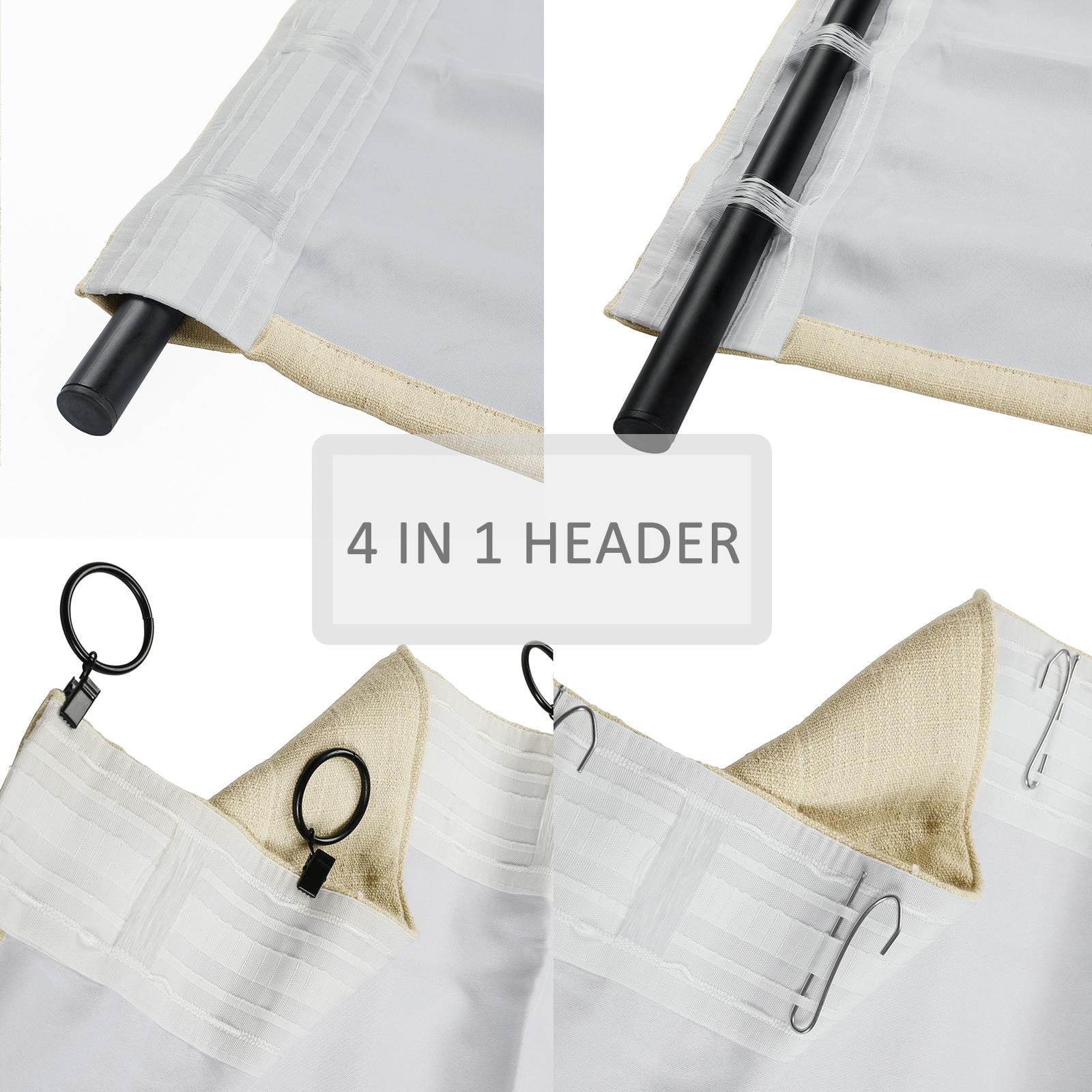 TWOPAGES Natural Linen Drape with Room Darkening Lined, Beige 50Wx96L Kyla Collection ( 1 Panel )