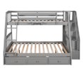 thumbnail image 5 of Harper & Bright Designs Twin Over Full Bunk Beds with Storage Stairway & Drawers, Solid Wood Bunk Bed with Storage Stairway and Guard Rail for Bedroom, Gray, 5 of 11