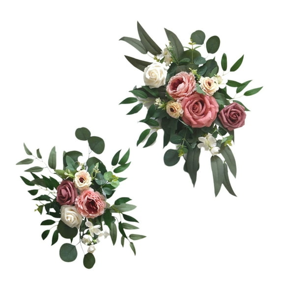 KCAHPAN 2Pcs Artificial Flower Swag for Wedding Reception Backdrops Sweetheart Table Wedding Welcome Sign Flower Decoration