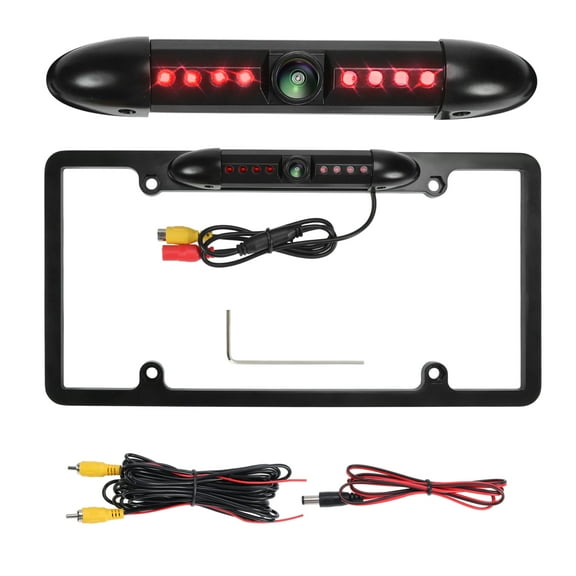 Unique Bargains AHD 1080P License Plate Frame Backup Camera 170 Degree Wide Angle Rear View Camera with 8 LEDs Night Vision Waterproof Reverse Camera for 12-24V Car Vehicle SUV RV