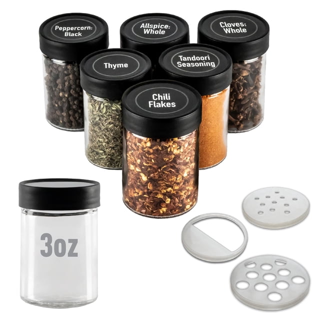 Frascos de vidrio para especias AllSpice, 90 ml, paquete de 6 con tapa para coctelera
