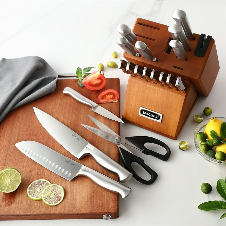 McCook® MC69G Kitchen Knife Sets,20 Pieces Luxury Golden Titanium Knives  Bloc