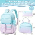 thumbnail image 2 of Gradient Backpack for Girls, 3 PCS Waterproof Kids Backpack with Lunch Box & Pencil Case, Blue Purple, 2 of 7