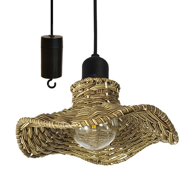 Lámpara colgante de techo rústica, lámpara colgante de imitación de ratán tejida, para exterior, interior, cocina, isla, Gazebo, Patio