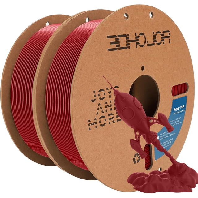 3D Printer Filament Basic PLA Filament Bundle Cardboard Spool 1kg*2,Dimensional Accuracy +/- 0.03 mm Fit Most 3D FDM Printer-Fire Engine Red