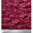 thumbnail image 1 of Soimoi Red Moss Georgette Fabric Fish Ocean Fabric Prints By Yard 42 Inch Wide, 1 of 3