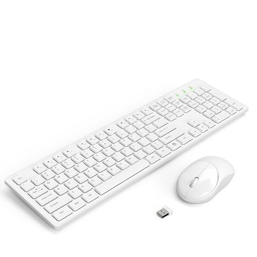 Wireless Keyboard and Mouse, Silent 2.4GHz Cordless Combo-White-Wagpak