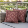 thumbnail image 3 of Pack of 2 Red Boho Outdoor Pillow Covers Decorative, Waterproof Pillow Protector, Vintage Ethnic Tribe Abstract Art Floral Throw Pillowcases Accent Cushion Cases for Patio Couch Sofa 16"x16", 3 of 8