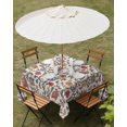 thumbnail image 3 of Outdoor Tablecloth with Umbrella Hole, Orange Red Leaf Spillproof Waterproof Outdoor Table Cover, Vintage Farmhouse Boho Pastoral Tribal Patio Tablecloths for Party/Garden/Picnic, Square 60"x60", 3 of 9