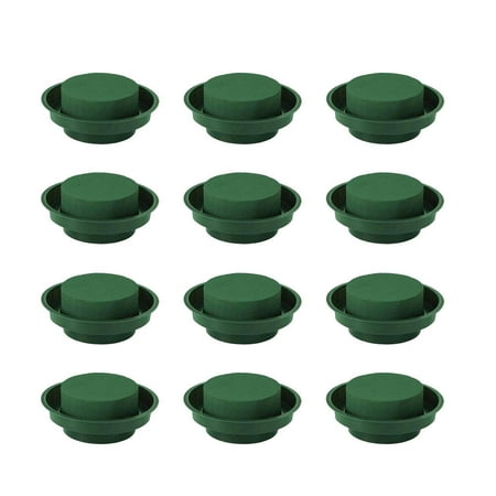 

12 Pcs Flower Arrangement Kit Strong Water Absorption Round Floral in Single Design Bowl for Table Centerpiece Wedding Aisle Flowers Party (Green)