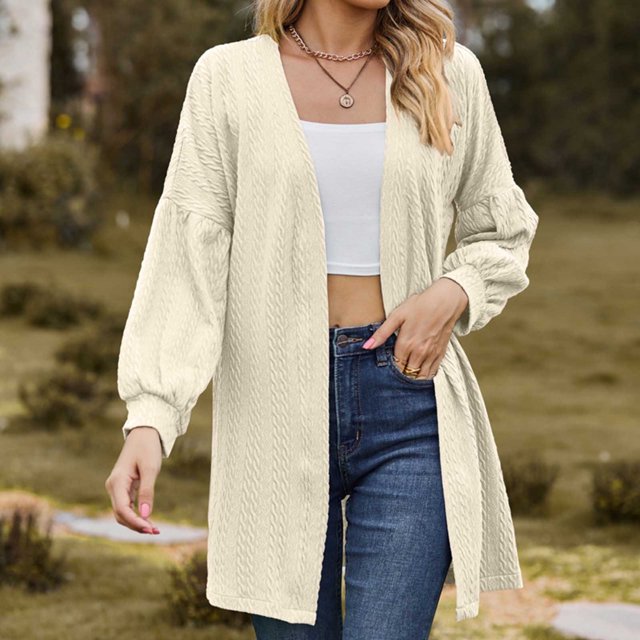 MKLEKYY Chandail Col Rond Femme Cardigan Décontracté Surdimensionné à Manches Longues Couleur Unie pour Automne et Hiver