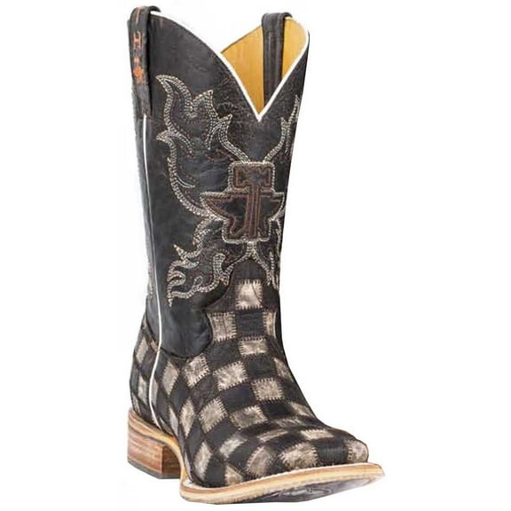 Tin Haul Men's Gunslinger Checkered Western Boot Broad Square Toe - 14-020-0007-0206 BR 12 EE  US