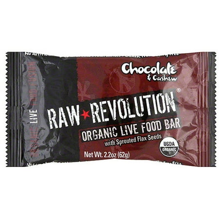 Raw Revolution Organic Live Chocolate & Cashew Food Bars, 1.8 oz (Pack of