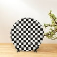 thumbnail image 6 of Daiia Black and White Checkerboard Printed Pattern Ceramic Plate Dinner Plates Bone China Decorative Plates with Display Stand Art Ceramic Ornaments for Wall Hanging Decoration-7in, 6 of 6