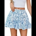 thumbnail image 1 of Falda Plisada para Mujer, Básica, Informal, de Cintura Alta, con Volantes, Acampanada, Minifalda. Azul y XL, 1 of 7