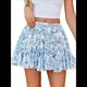 thumbnail image 1 of Falda Plisada para Mujer, Básica, Informal, de Cintura Alta, con Volantes, Acampanada, Minifalda. Azul y L, 1 of 7
